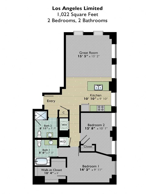 Los Angeles Limited Floor Plan at Park Pacific, St. Louis, MO, 63103